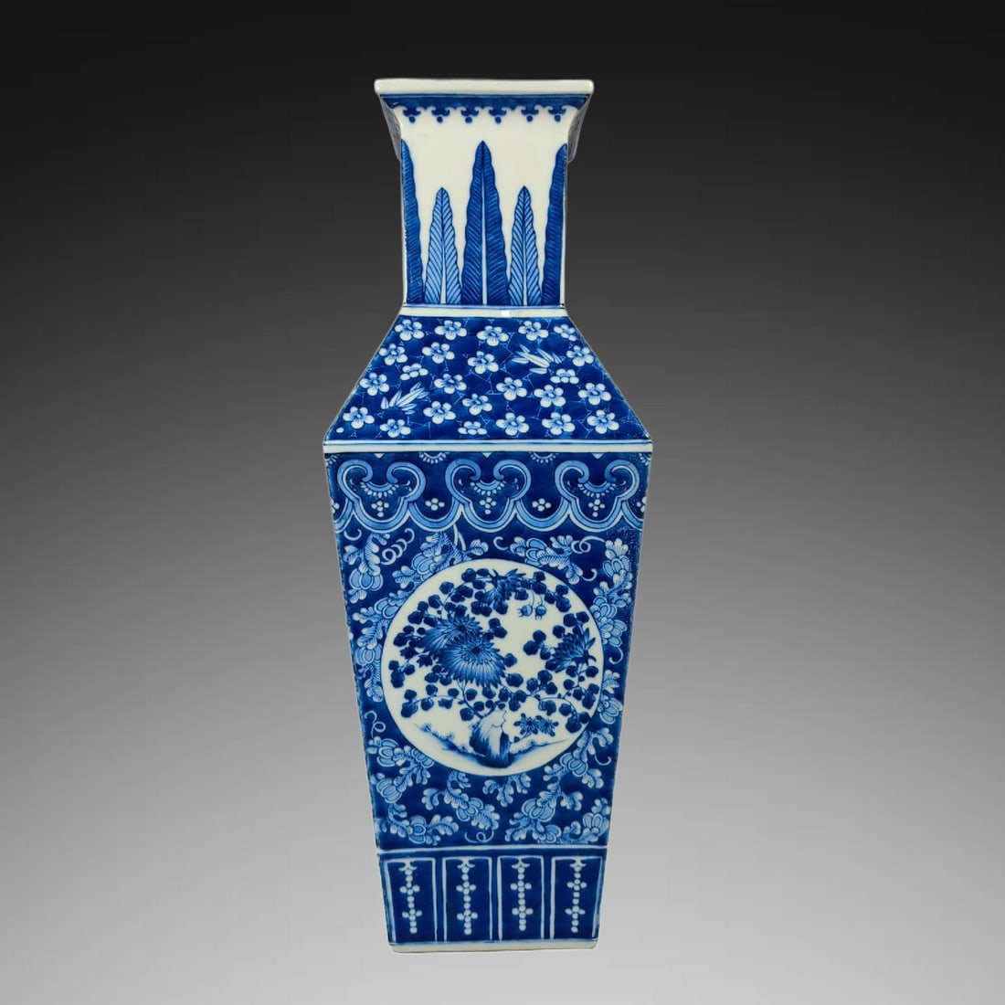 A Exquisite Enamel Landscape Pattern Double-Ears Vase: A Exquisite Enamel Landscape Pattern Double-Ears Vase,Qing Dynasty, China,Qianlong Six-character Mark,Size:16.2inx2inx11.6inx5.5in 珐琅彩山水纹双耳ī