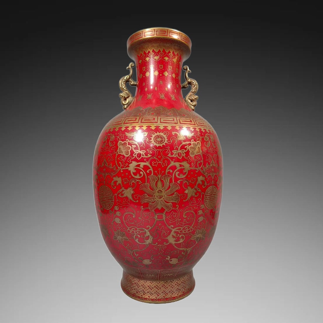 A Exquisite Pea-Green Glaze Famille-Rose Eight Treasures Pattern Vase: A Exquisite Pea-Green Glaze Famille-Rose Eight Treasures Pattern Vase,Qing Dynasty, China,Qianlong Six-character Mark,Size:15.9inx8.9in 豆青釉粉彩八宝纹