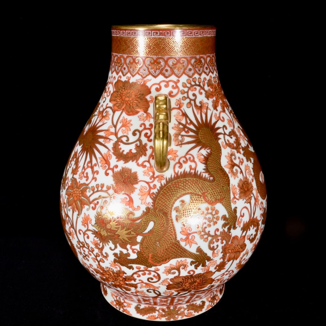 A Exquisite Ruby Red-Glazed Figures Pattern Vase - 2