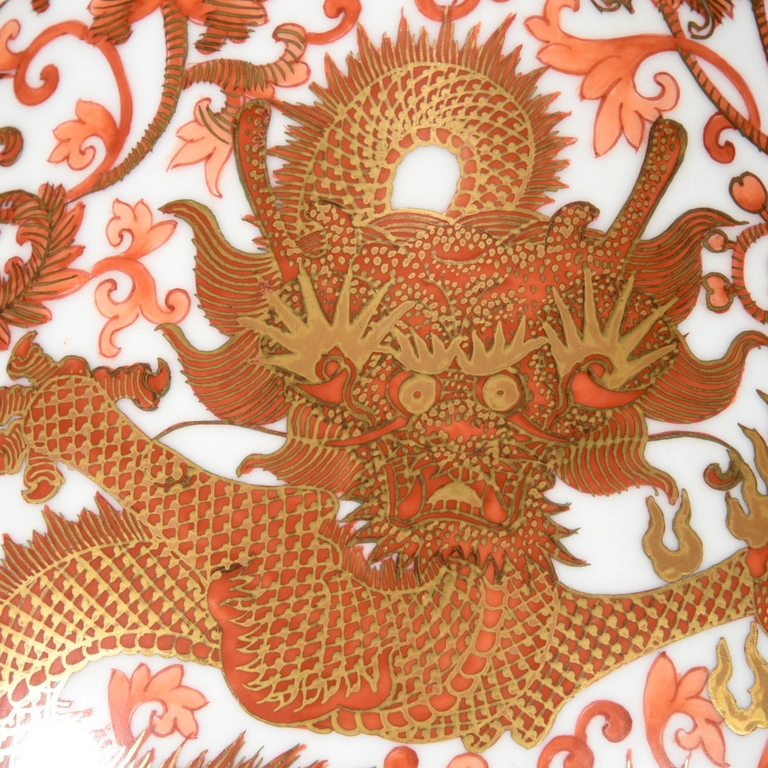 A Exquisite Ruby Red-Glazed Figures Pattern Vase - 5