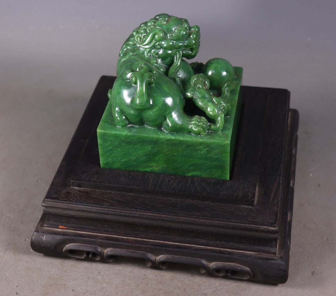 An Exquisite Jasper Lion Pattern Seal - 7