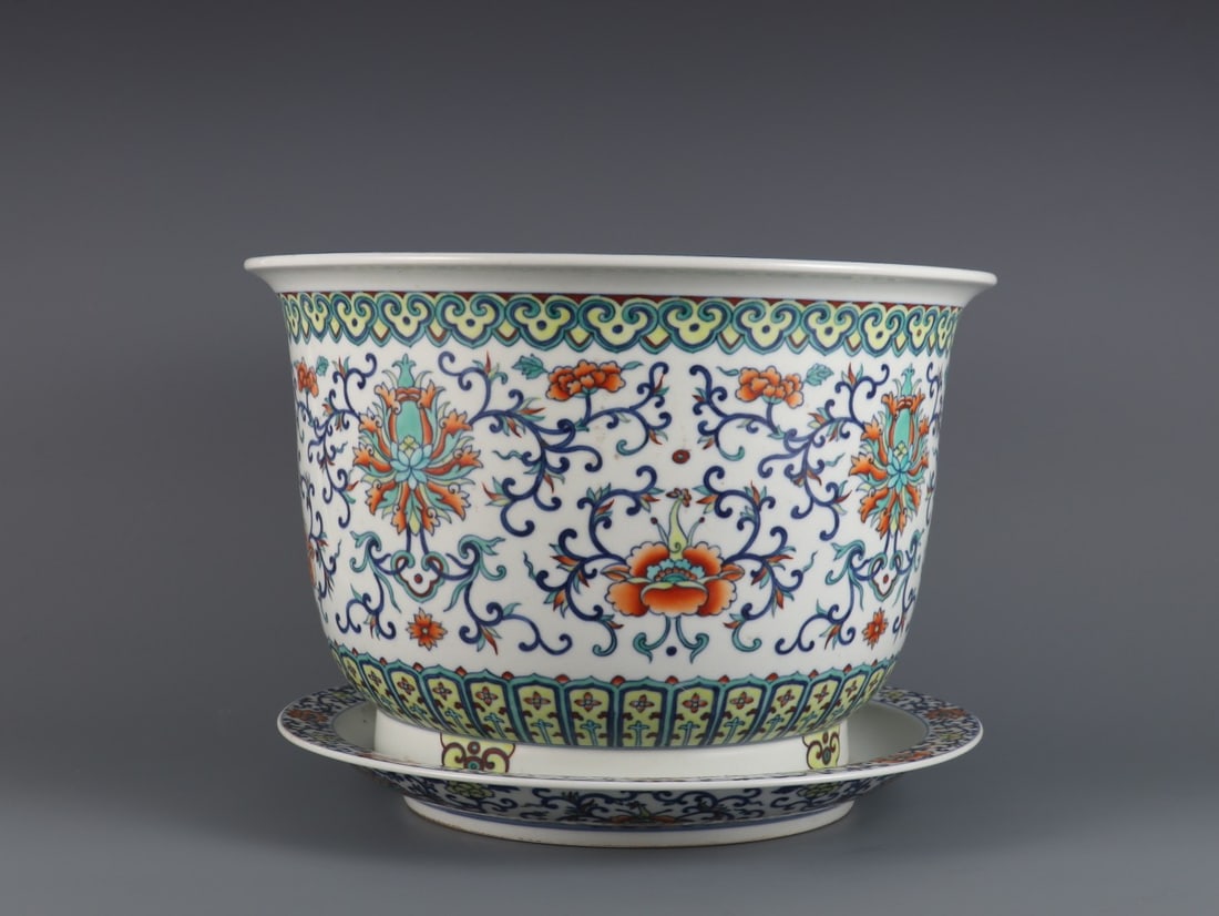 A Rare Doucai Lotus Pattern Basin - 2