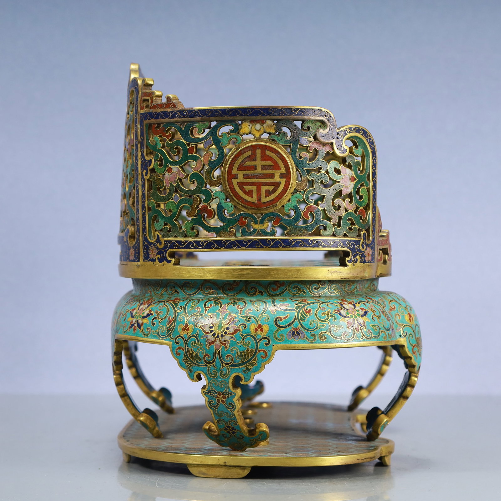 A Exquisite Cloisonne Lotus Pattern Dragon Pattern Throne - 7