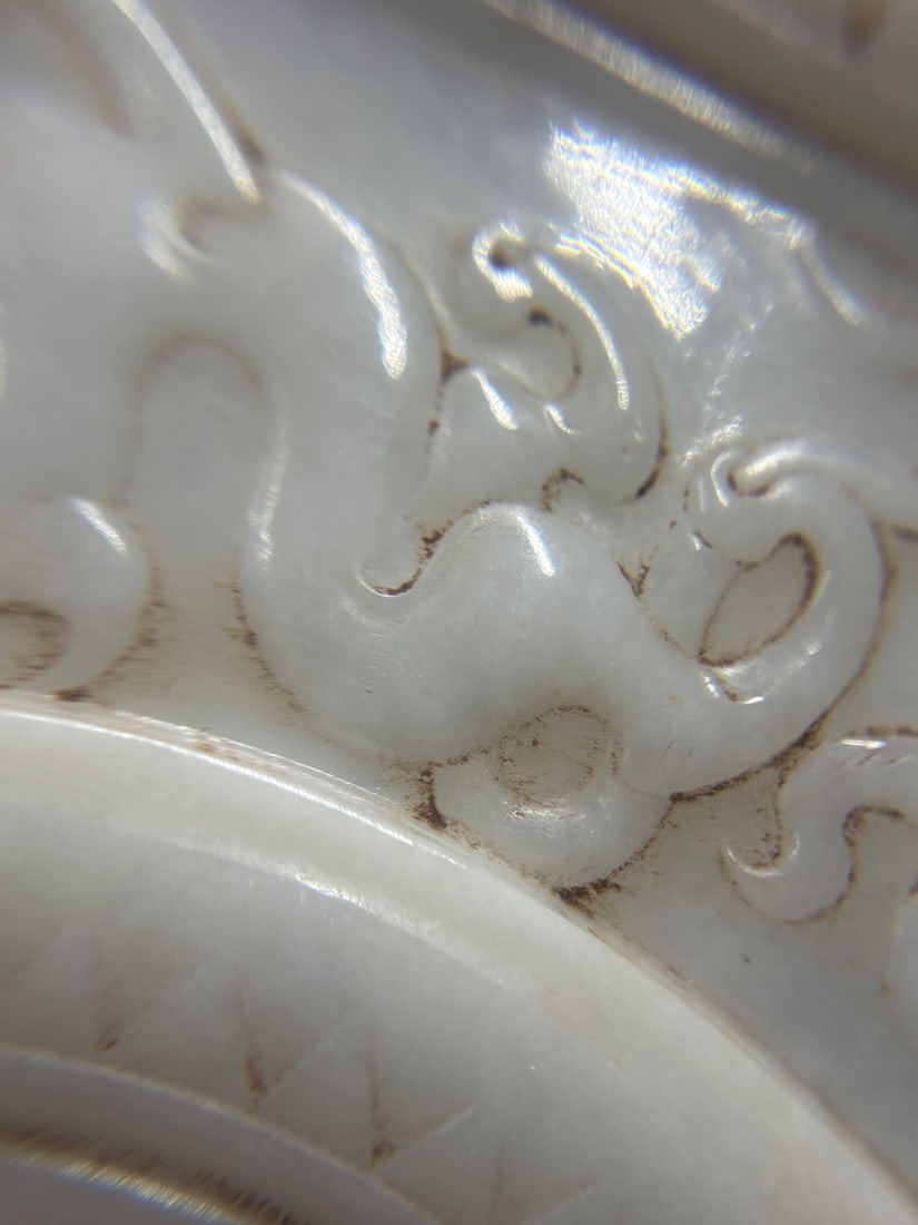 An Exquisite White Jade Auspicious Beast Pattern Mirror - 5