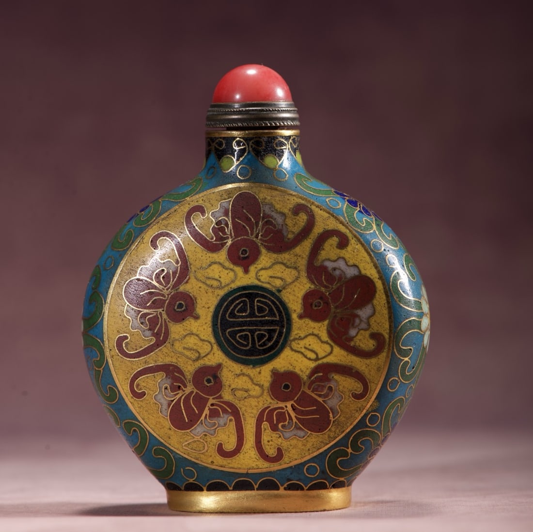 An Exquisite Cloisonne Bats Pattern Snuff Bottle - 5