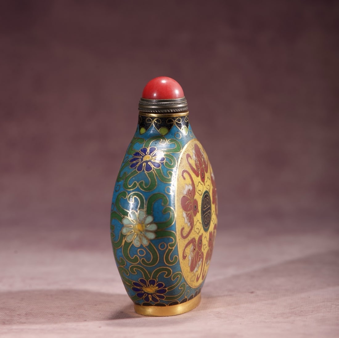 An Exquisite Cloisonne Bats Pattern Snuff Bottle - 7