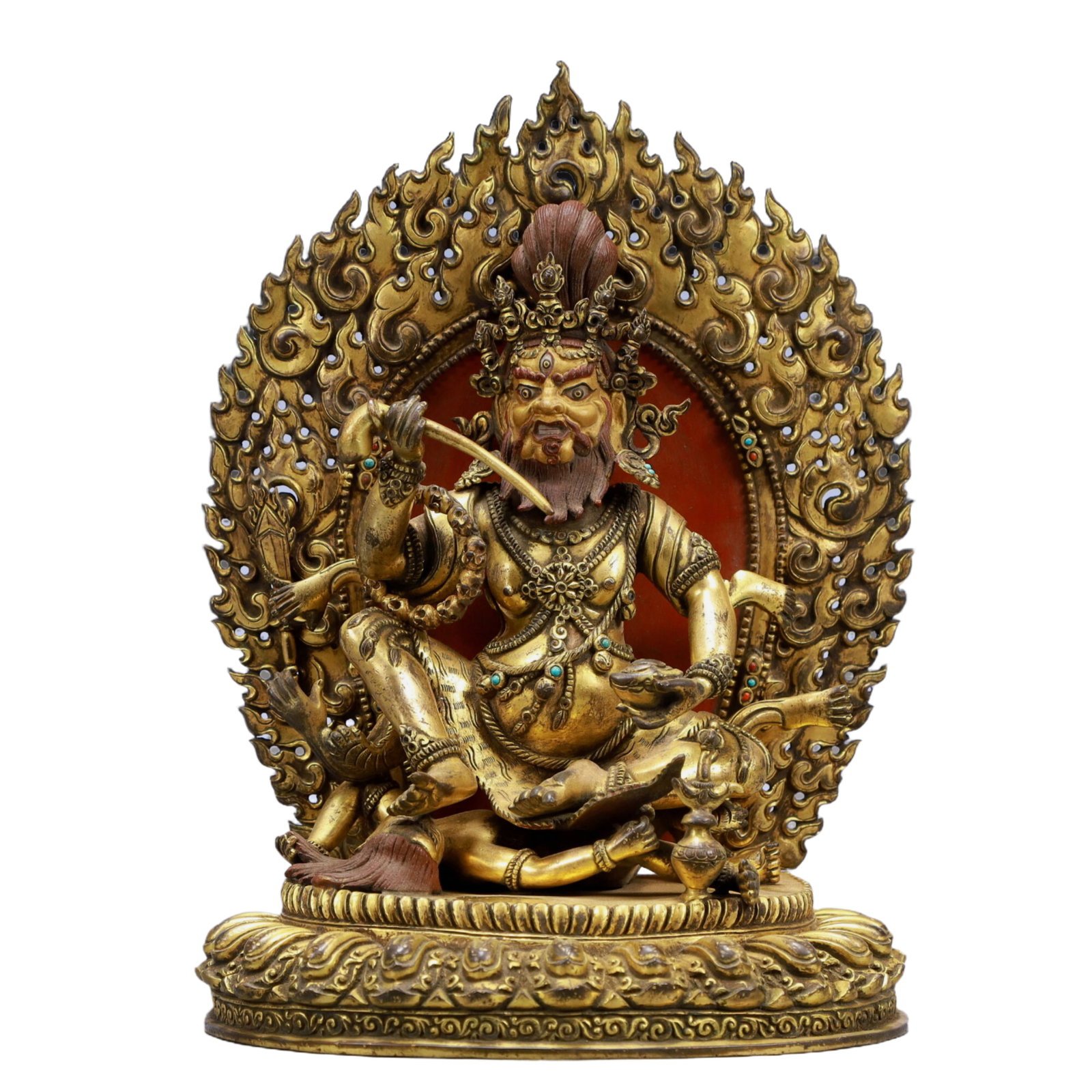 A Solemn Gilt Bronze Statue of Mammon: A Solemn Gilt Bronze Statue of Mammon ,Ming Dynasty, China,Size:7.9inx5.1inx11inWeight:3700g 铜鎏金财神像,中国明代