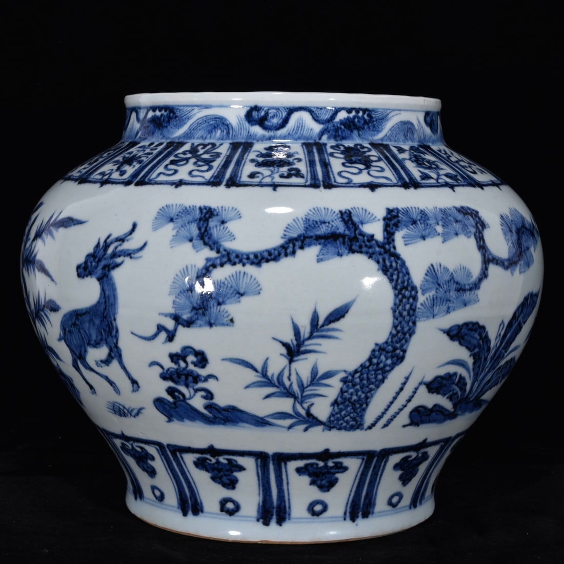 An Exquisite Blue and White Pine,Bamboo and Plum Blossom Pattern Jar (1 of 9)