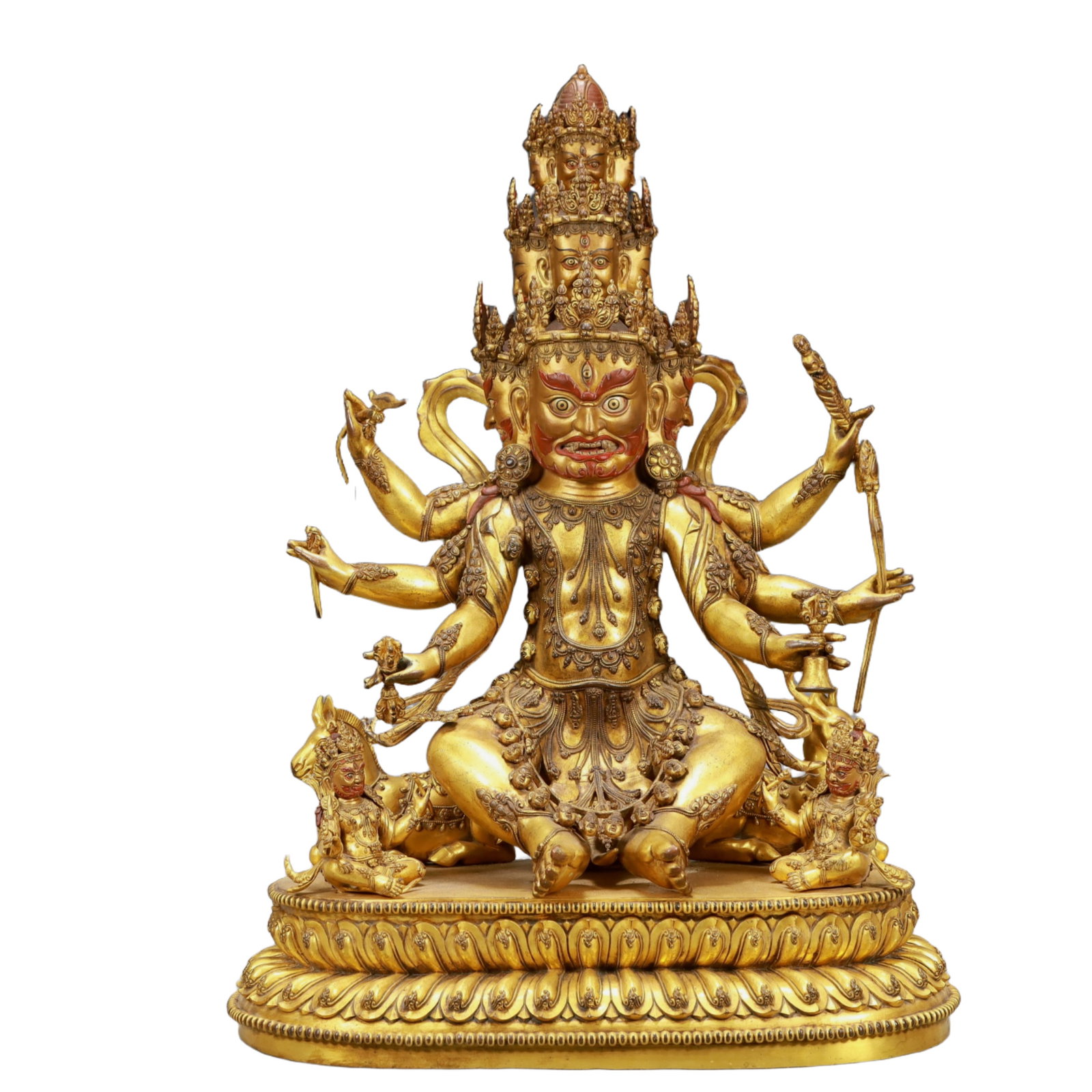 A Solemn Gilt Bronze Statue of Vajra: A Solemn Gilt Bronze Statue of Vajra,Ming Dynasty, China,Size:17.7inx11inx24in,Weight:29800g,铜鎏金金刚像,中国明代