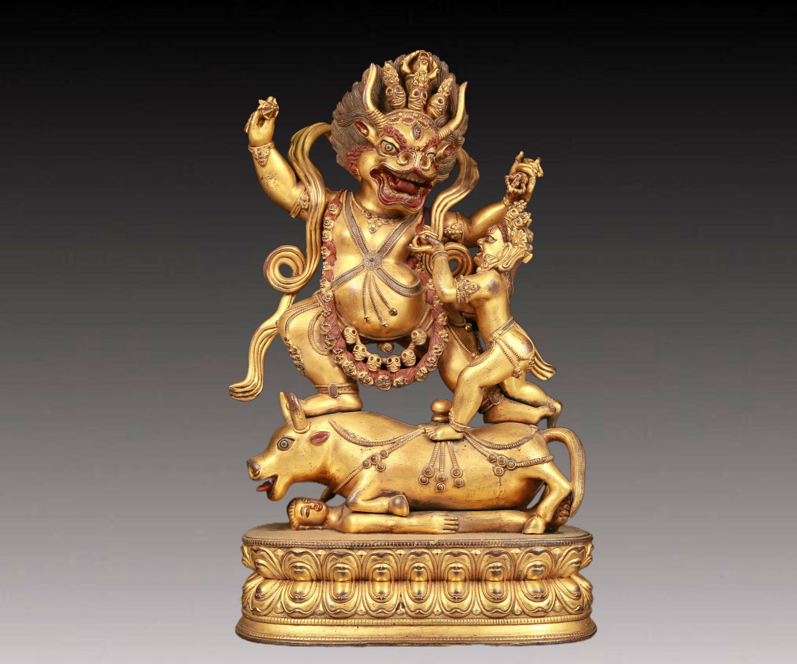 A solemn gilt bronze statue of Yamantaka Vajra (1 of 15)