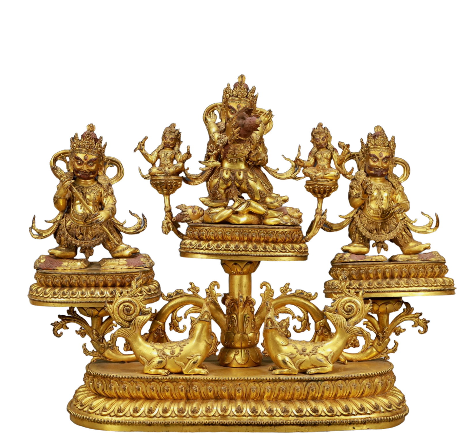 A Set of Solemn Gilt Bronze Statue of Vajra: A Set of Solemn Gilt Bronze Statue of Vajra,Ming Dynasty,