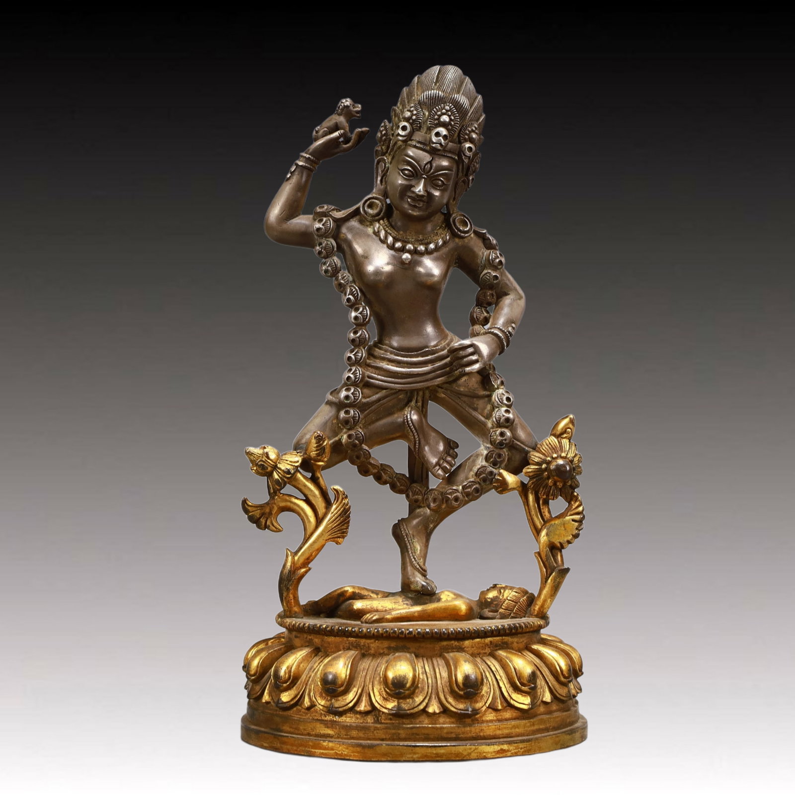 A Solemn Gilt Bronze Statue of Dakini (1 of 9)