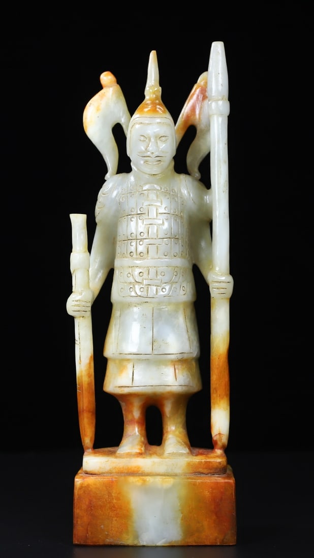An Exquisite White Jade Figure Ornament: An Exquisite White Jade Figure Ornament,Han Dynasty,China,Size:10.6inx3.5inx2.4in,Weight:1681g,白玉人物摆件,中国汉代