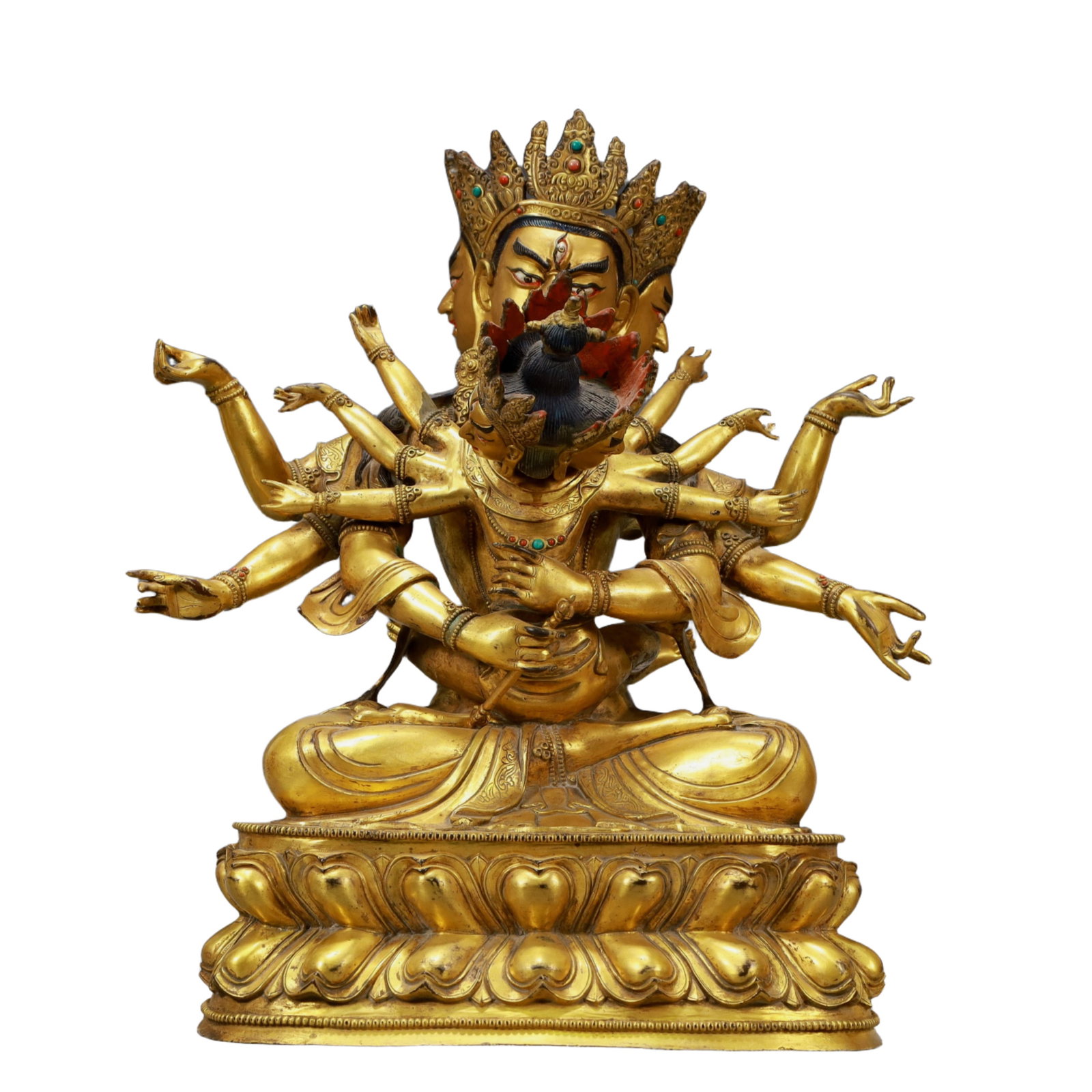 A Solemn Gilt Bronze Statue of Vajra,Inlaid Turquoise (1 of 9)