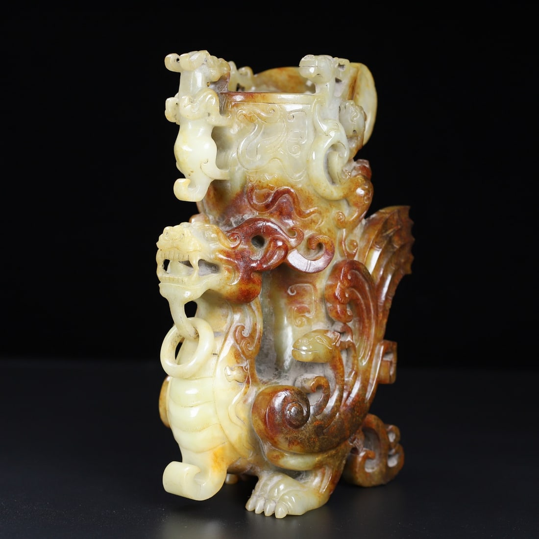 An Exquisite White Jade Dragon Pattern Cup - 4