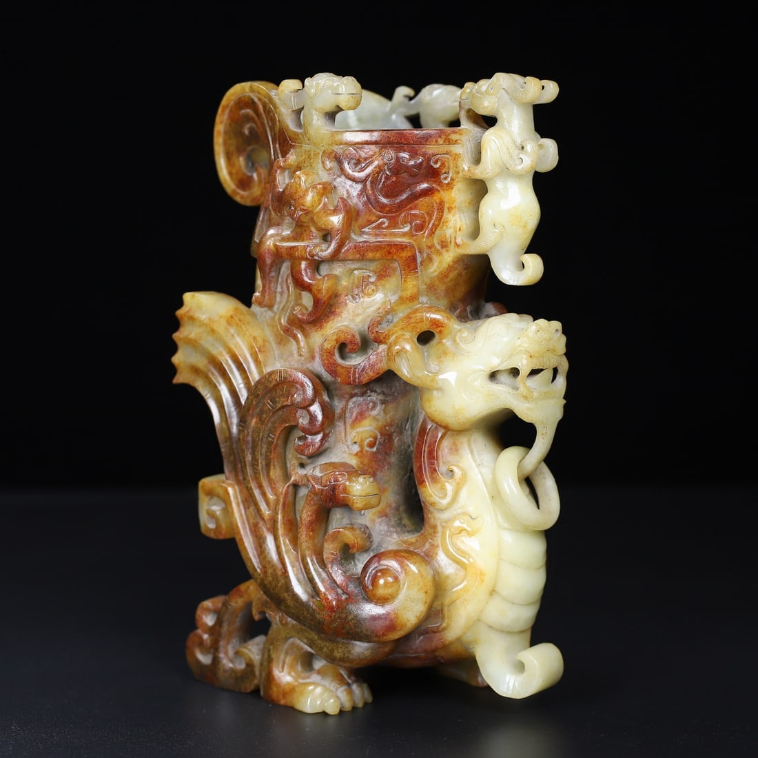 An Exquisite White Jade Dragon Pattern Cup - 5