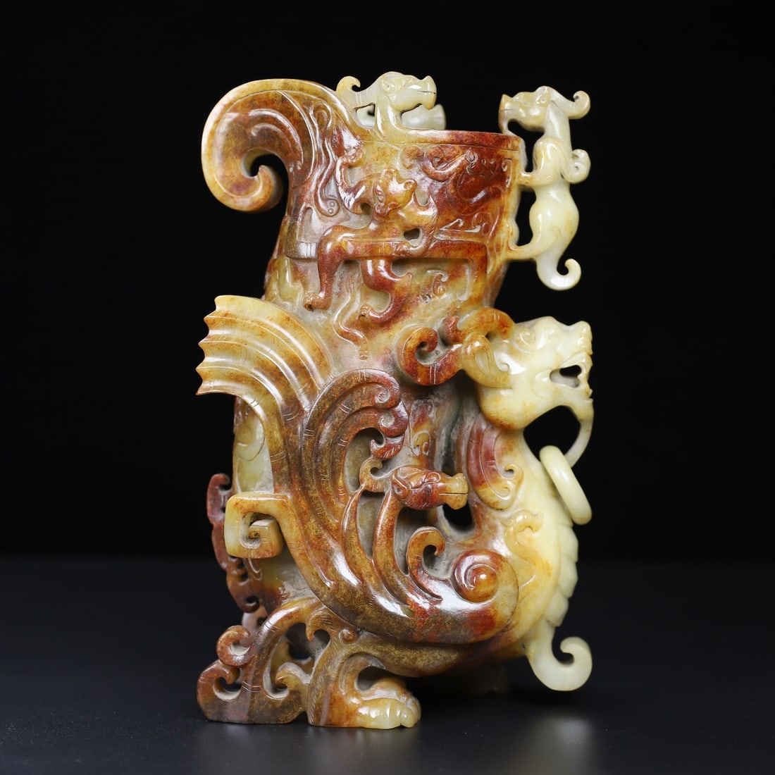 An Exquisite White Jade Dragon Pattern Cup - 6