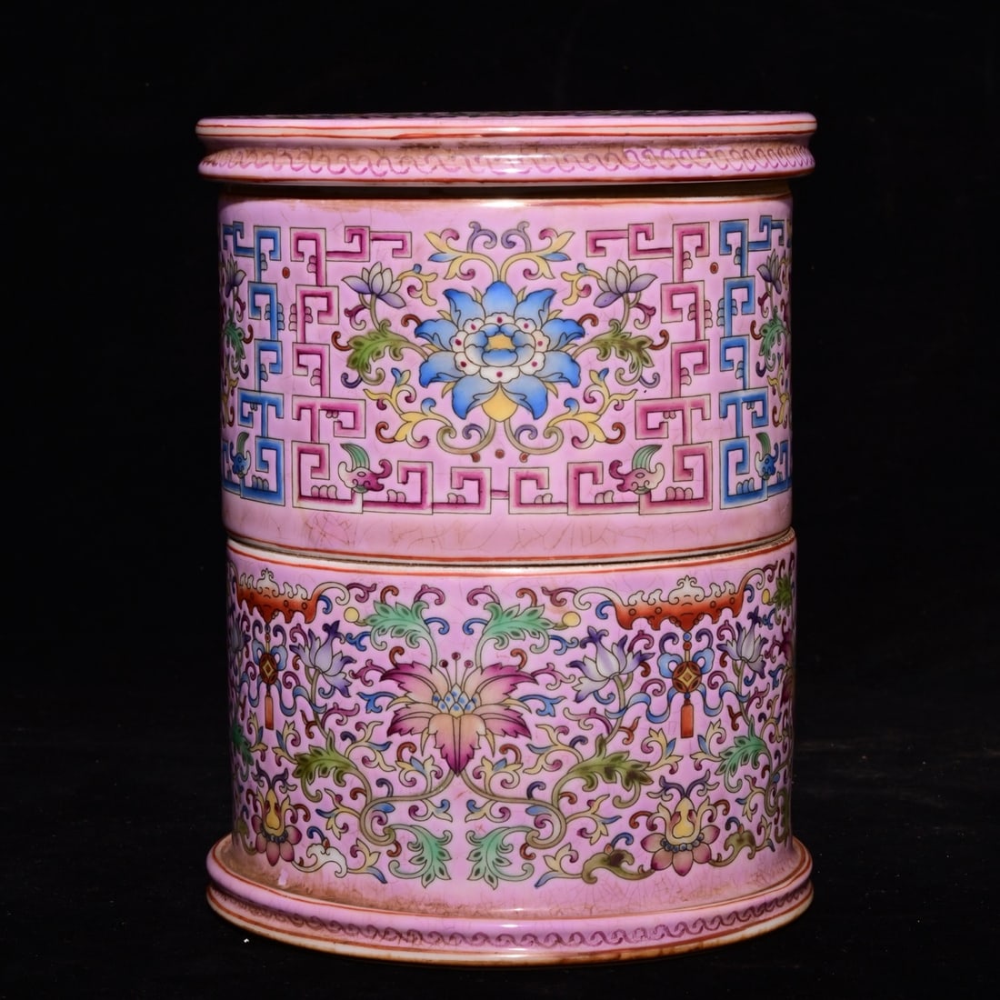 An Exquisite Enamel Flower Pattern Brush Pot, - 5