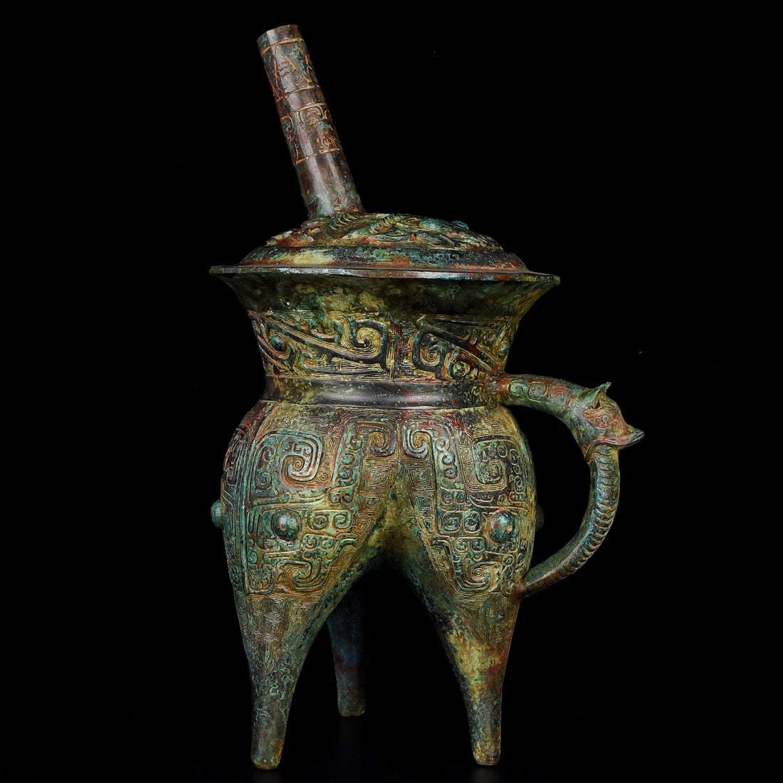 An Exquisite Bronze Beast-Face Pattern Ewer: An Exquisite Bronze Beast-Face Pattern Ewer,the Warring States period in