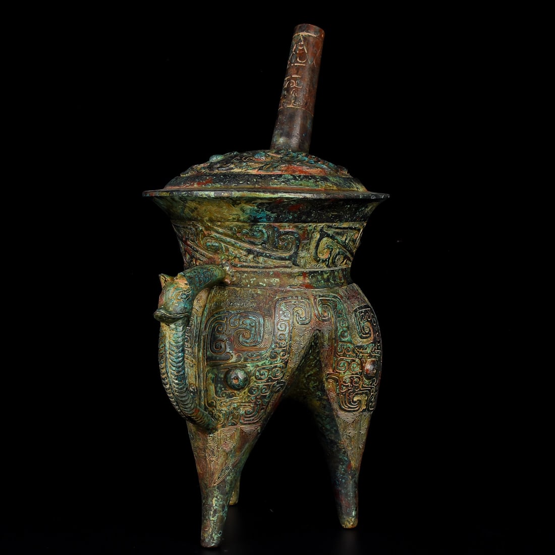 An Exquisite Bronze Beast-Face Pattern Ewer - 2