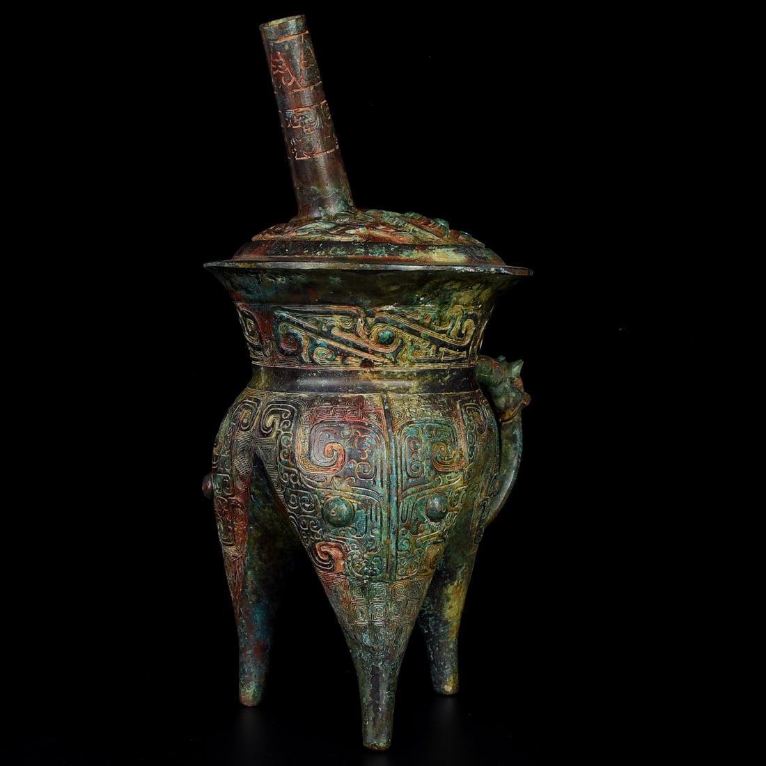 An Exquisite Bronze Beast-Face Pattern Ewer - 4