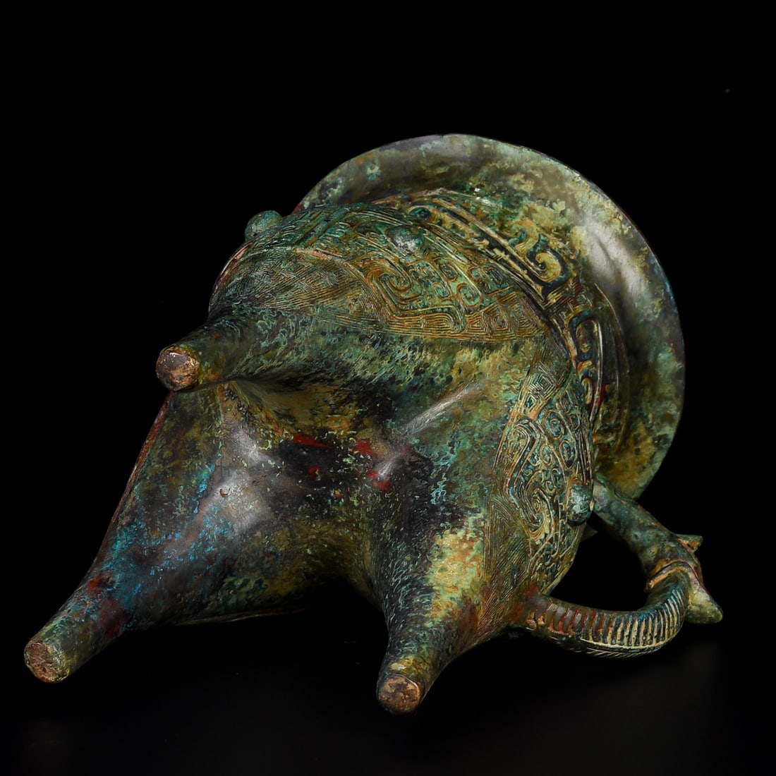 An Exquisite Bronze Beast-Face Pattern Ewer - 7