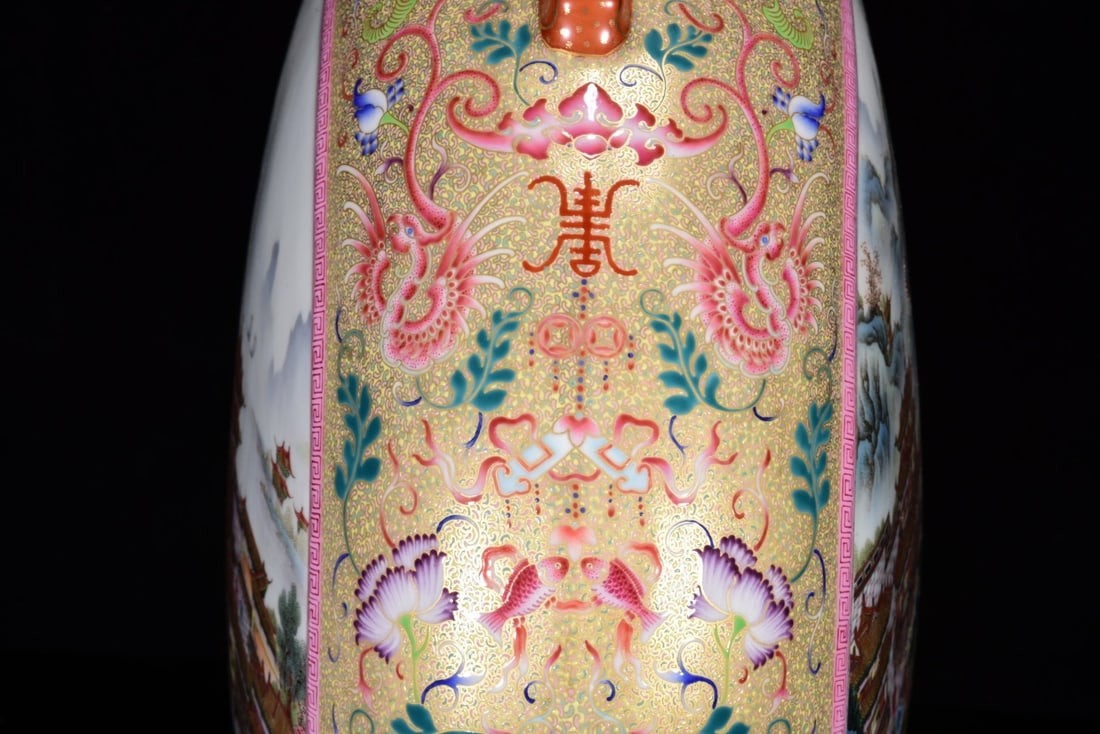 An Exquisite Enamel Landscape Pattern Vase - 8