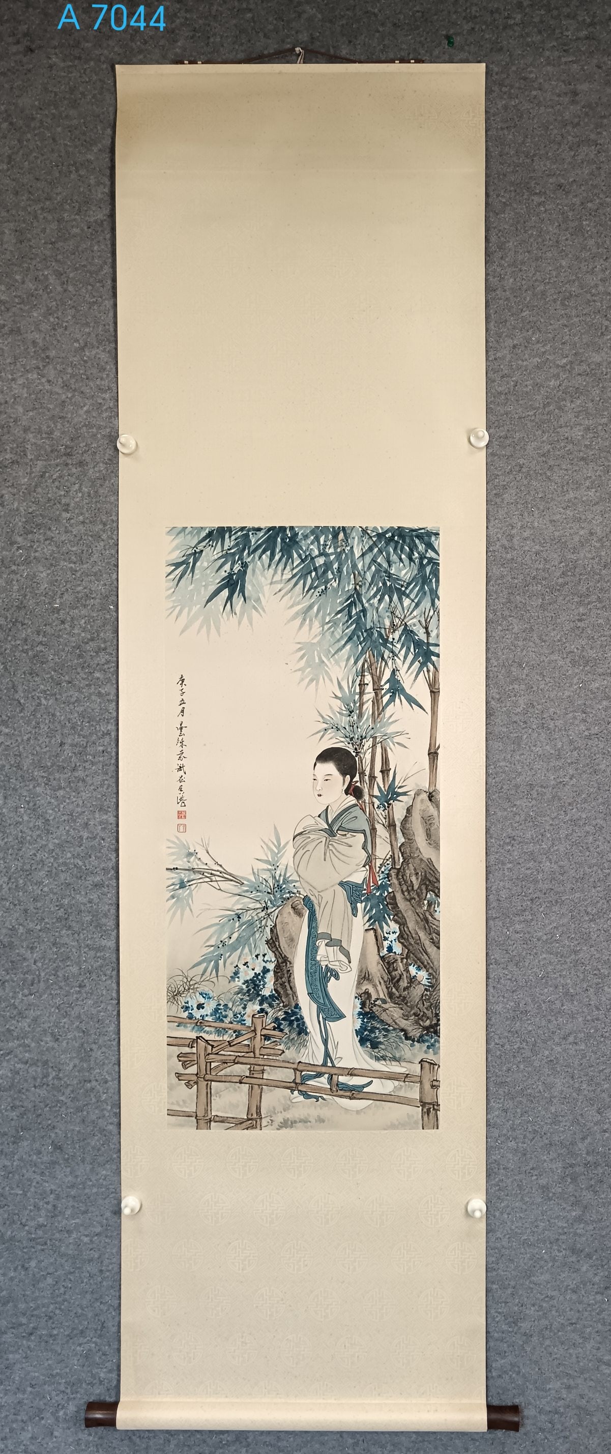 A Chinese Vertical Scroll Ink Painting of Character and Story on Paper: A Chinese Vertical Scroll Ink Painting of Character and Story on Paper,Deng fen,Size:(Without