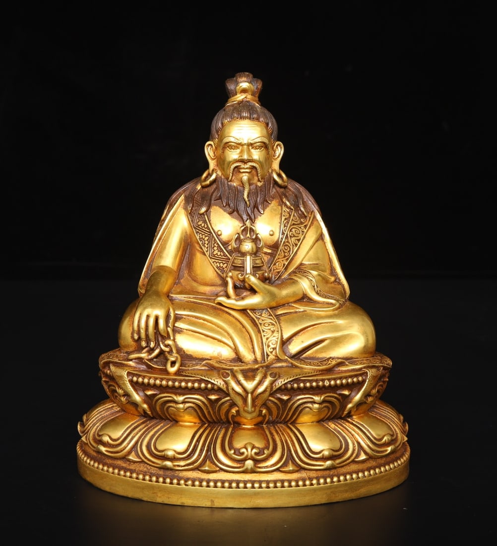 An Exquisite Gilt Bronze Figure Ornament: An Exquisite Gilt Bronze Figure Ornament,Ming Dynasty,China,with Yongle Six-character