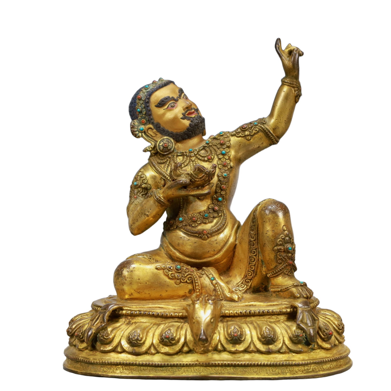 A Solemn Gilt Bronze Statue of Mammon,Inlaid Turquoise (1 of 9)