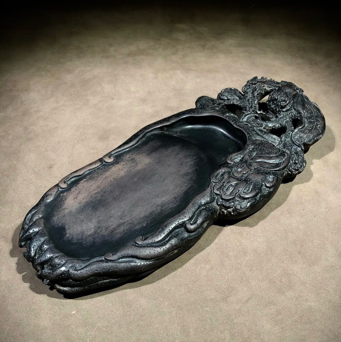 An Exquisite Bergamot Pattern Pattern Inkstone,with poem - 4
