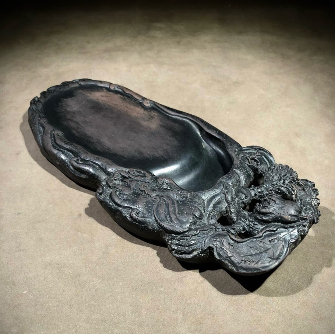 An Exquisite Bergamot Pattern Pattern Inkstone,with poem - 5