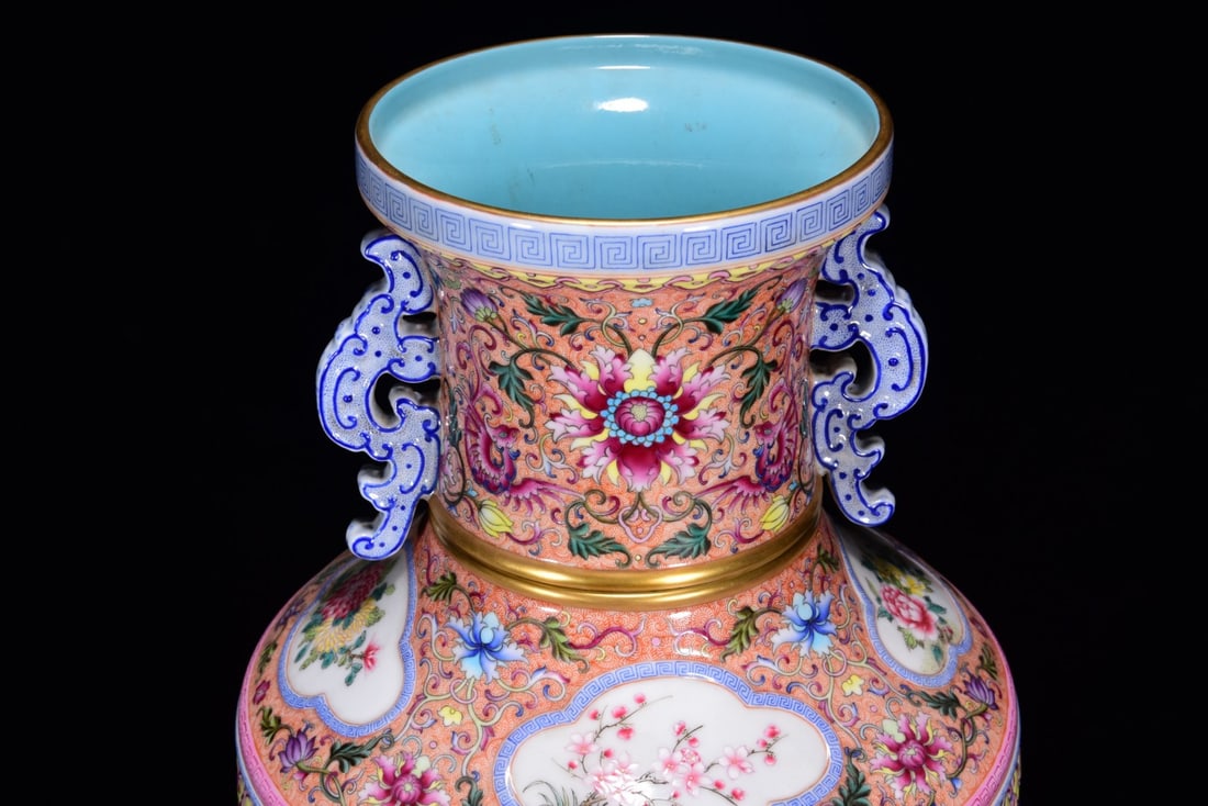 An Exquisite Enamel Painted Gold Dragon Pattern Vase - 4