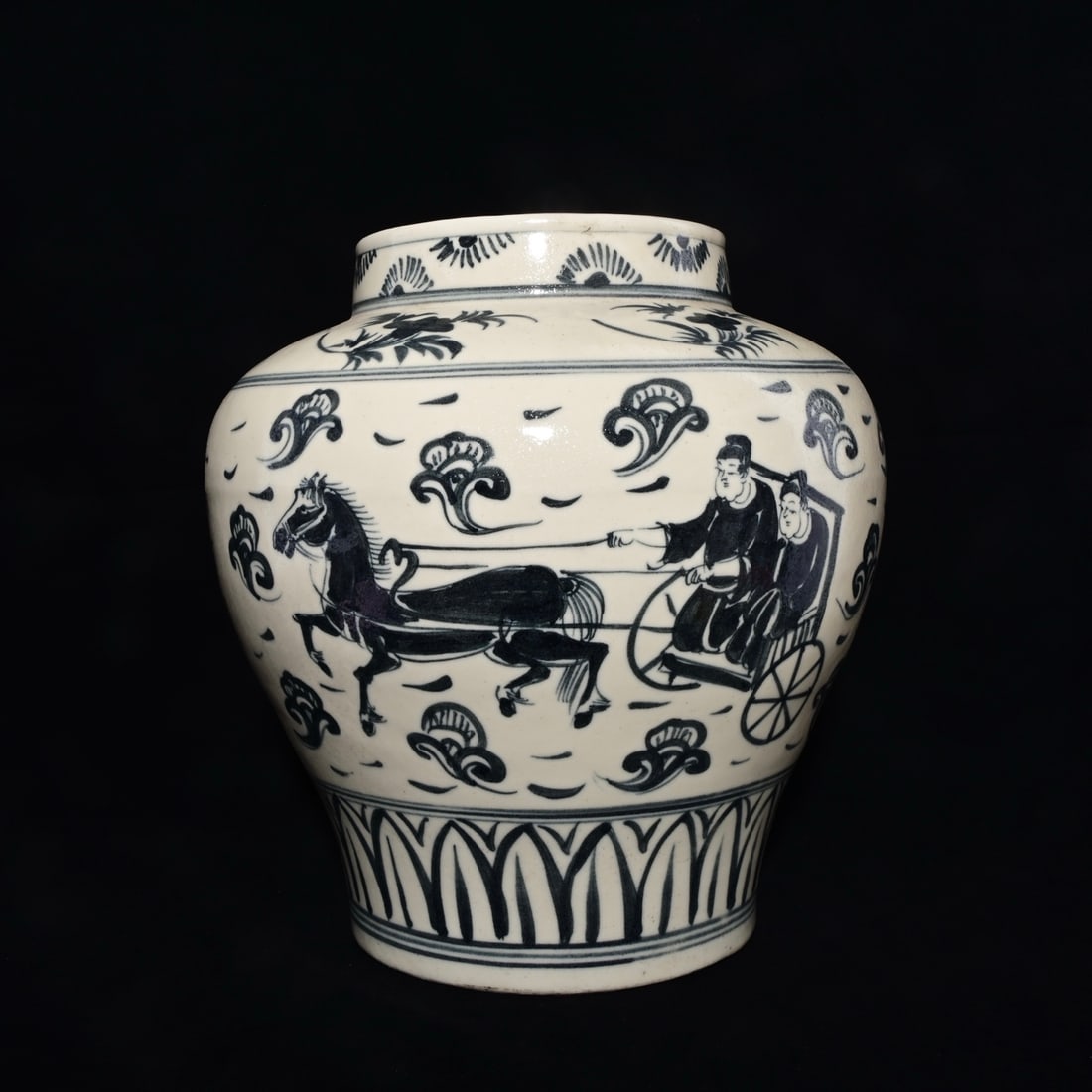 An Exquisite Blue and White Character and Story Pattern with poem Jar,: An Exquisite Blue and White Character and Story Pattern with poem Jar,Han Dynasty, China ,,Size:14.2inx15in 青花人物故事纹带诗文罐