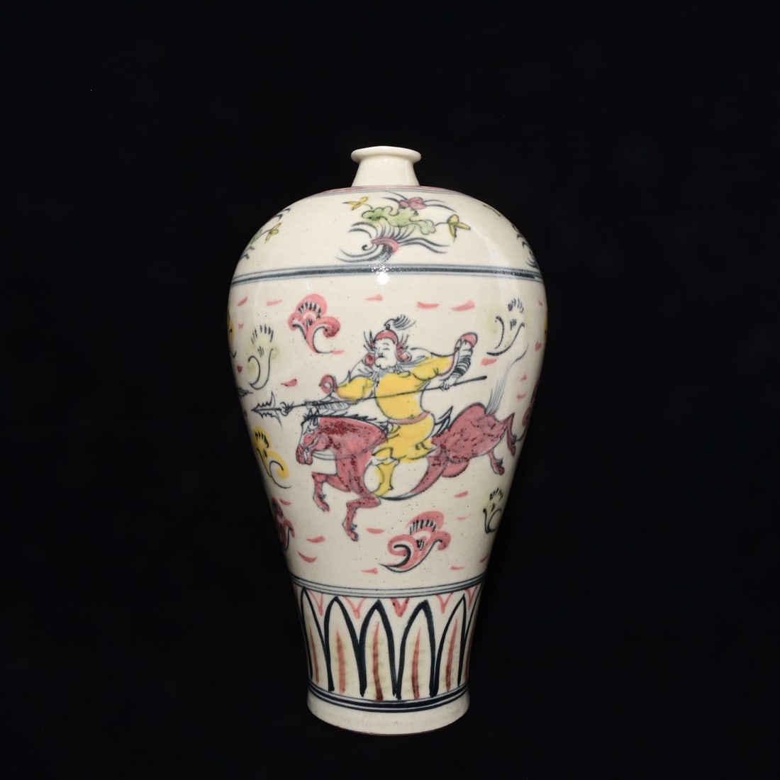An Exquisite Wucai Character and Story Pattern with poem Vase,: An Exquisite Wucai Character and Story Pattern with poem Vase,Han Dynasty, China ,,Size:18.1inx11in五彩人物故事纹带诗文瓶