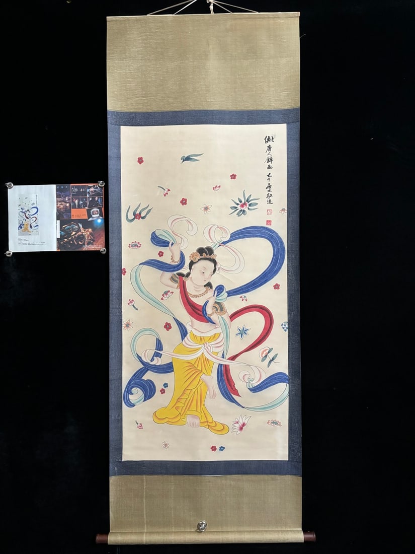 A Chinese Vertical Scroll Ink Painting of Character and Story on Paper: A Chinese Vertical Scroll Ink Painting of Character and Story on Paper,Zhang daqian,Size:(entirety)80.7inx31.5in,(Without frame)53.9inx27.2in,一幅中国水墨人&#