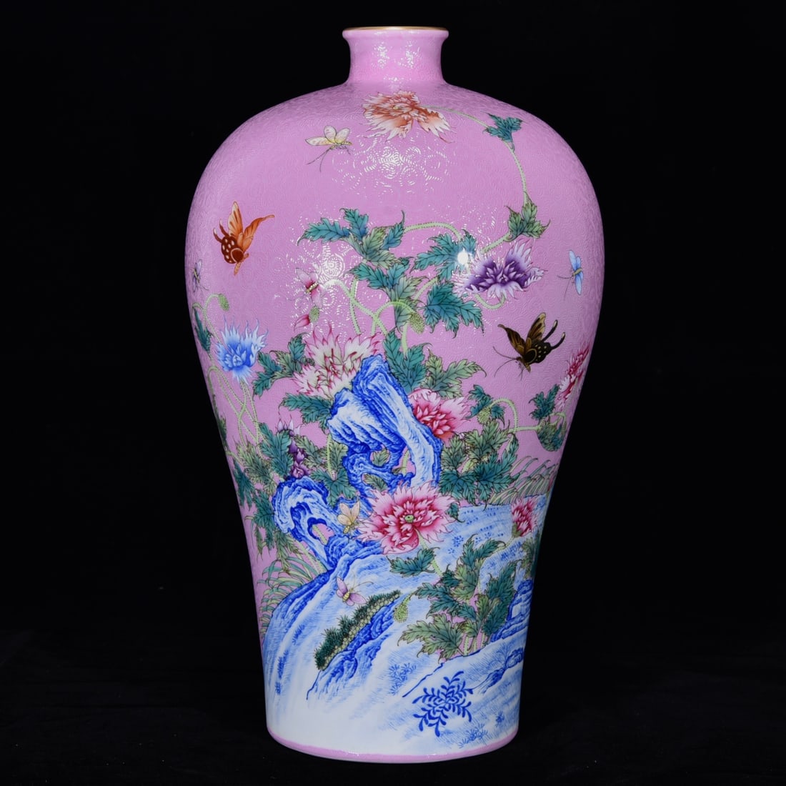 An Exquisite Ruby Red-Glazed with poem Flower and Bird Pattern Vase: An Exquisite Ruby Red-Glazed with poem Flower and Bird Pattern Vase,Qing Dynasty,China,with Yongzheng Six-character Mark,Size:13.4inx7.9in,胭脂红釉带诗文Ŏ