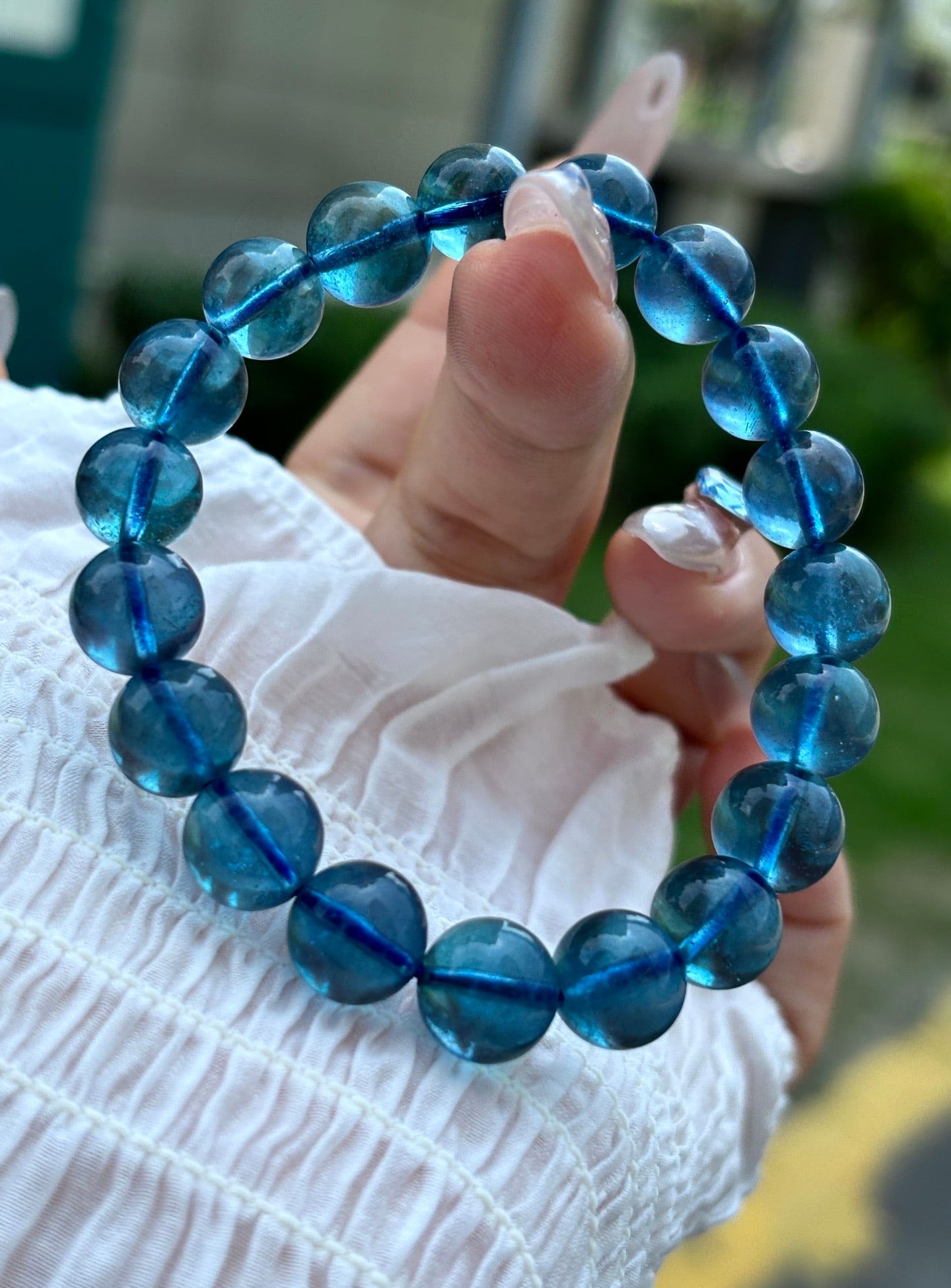 An Exquisite Aquamarine Bracelets: An Exquisite Aquamarine Bracelets,Size:9.7mm,Weight:24.5g 海蓝宝手串