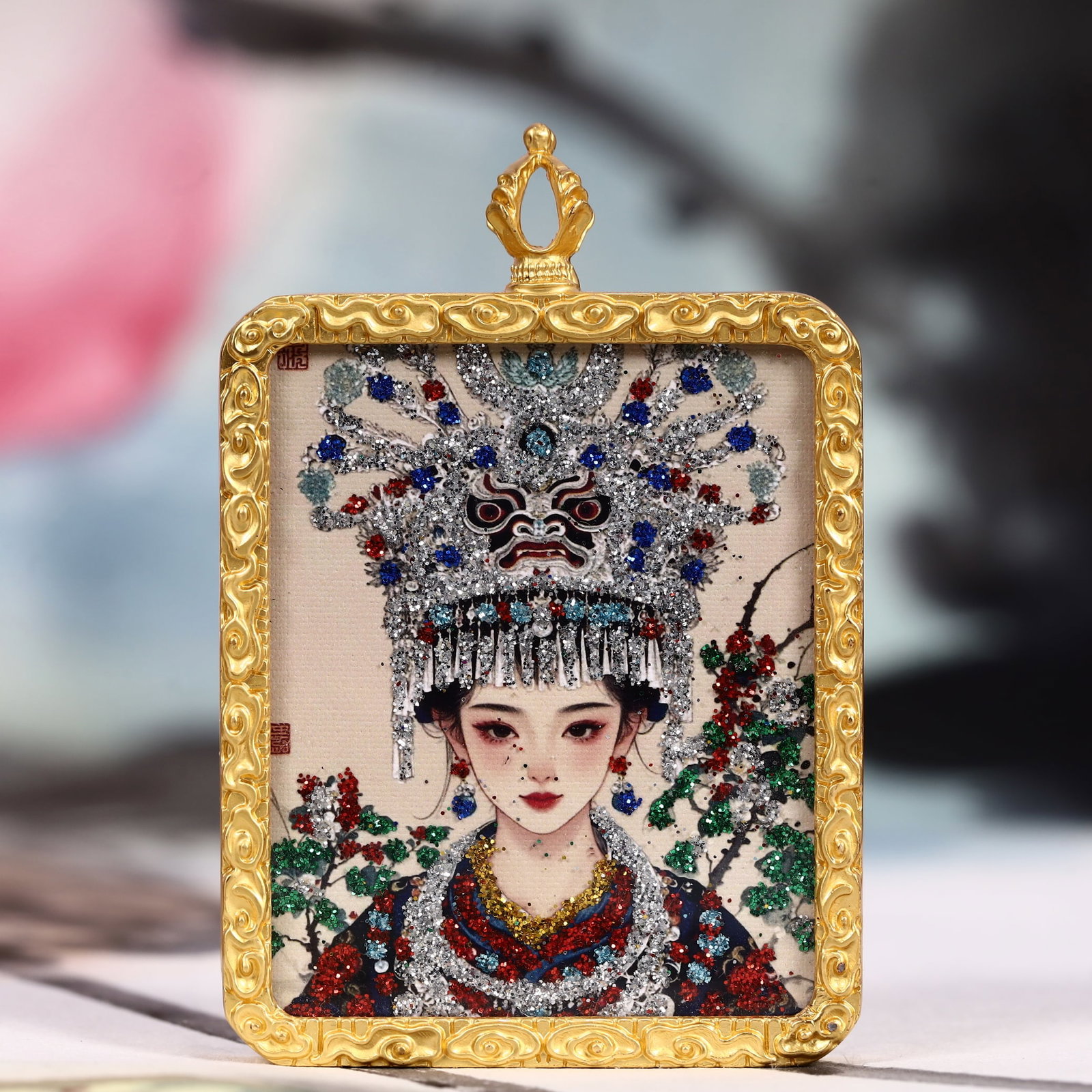 An Exquisite Painted Color Statue of Zhagilhamo Tangka: An Exquisite Painted Color Statue of Zhagilhamo Tangka,Size:2inx2.8in 彩绘扎基拉姆像唐卡