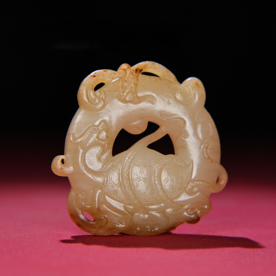 An Exquisite White Jade Auspicious Beast Pattern Pendant: An Exquisite White Jade Auspicious Beast Pattern Pendant,Qing