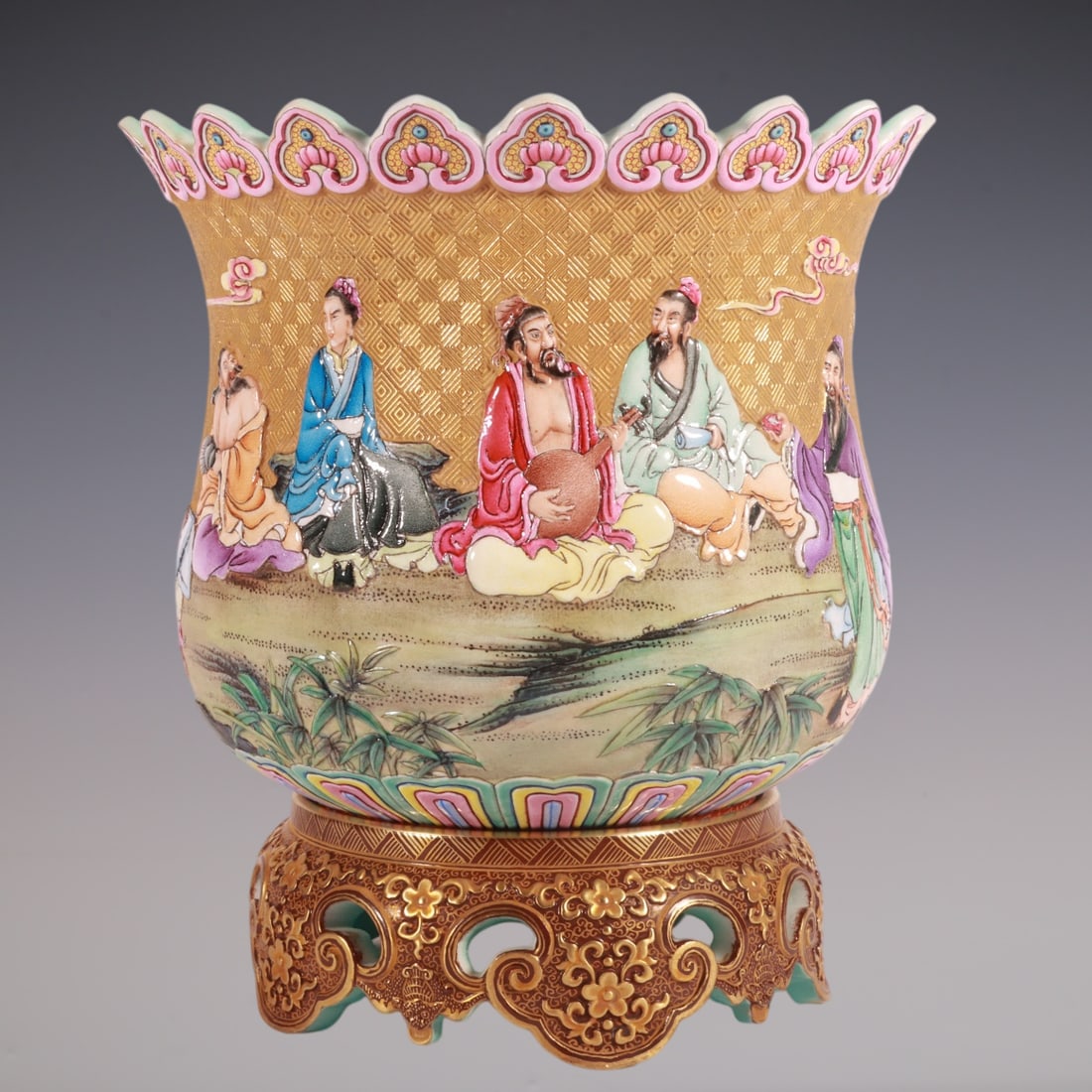 An Exquisite Enamel Character and Story Pattern Basin: An Exquisite Enamel Character and Story Pattern Basin Qing Dynasty, China Qianlong Six-character Mark