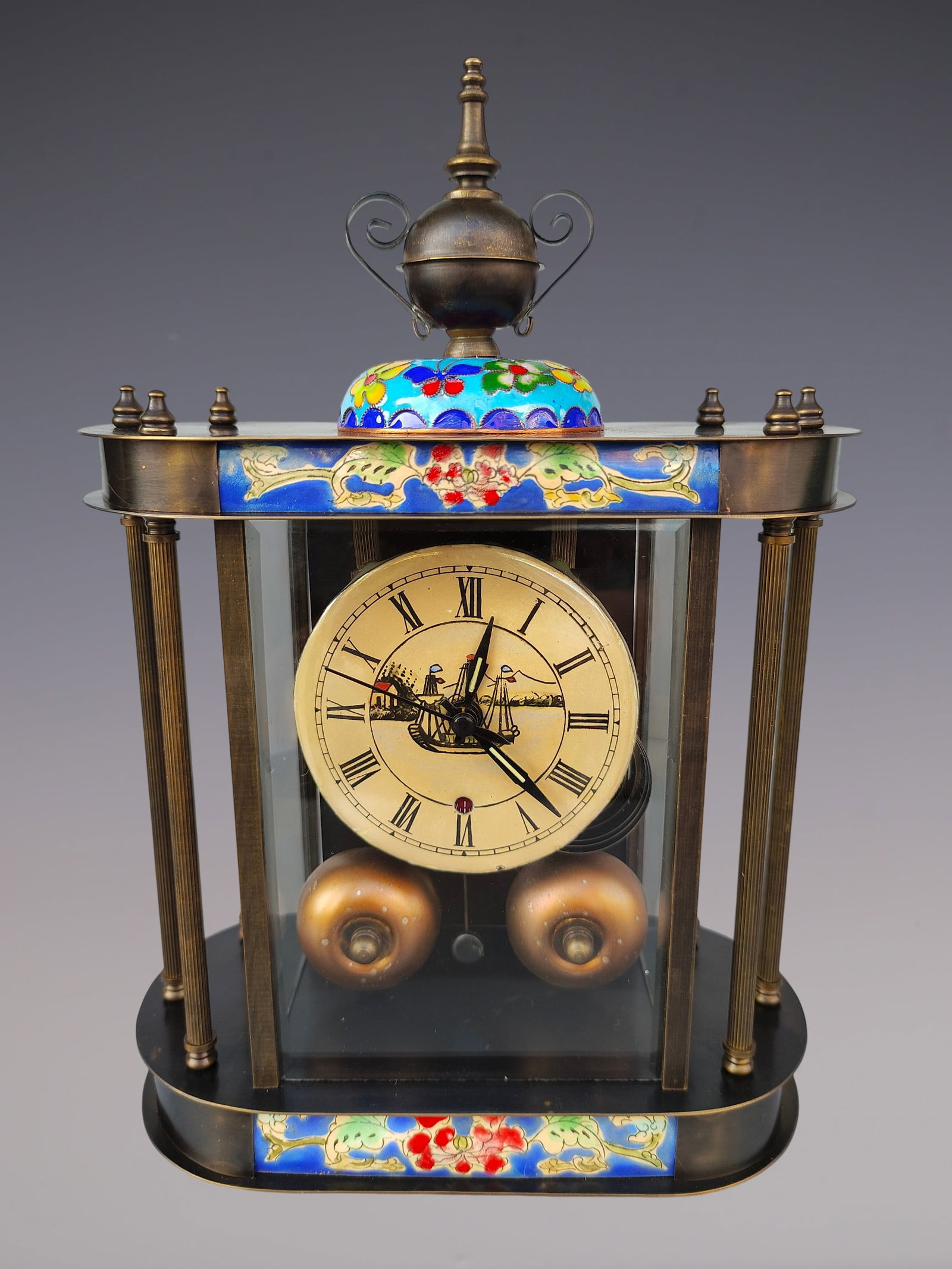An Exquisite Bronze Lotus Pattern Clock: An Exquisite Bronze Lotus Pattern Clock Size:7.9inx3.5inx11in铜缠枝莲纹钟表 Size:20cmx9cmx28cm