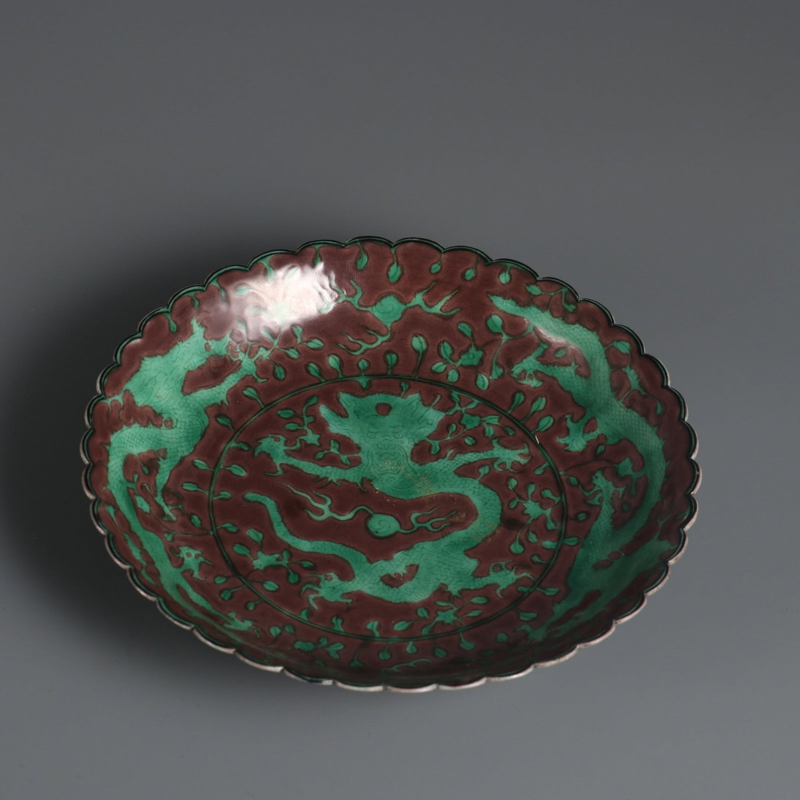 An Exquisite Biscuit Dragon Pattern Plate - 6