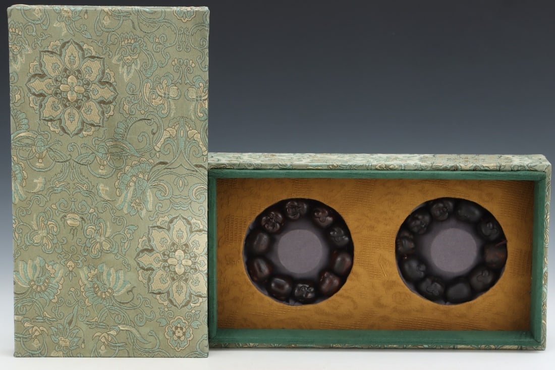A Pair of Exquisite Eaglewood Maitreya Buddha Head Bracelets (1 of 9)