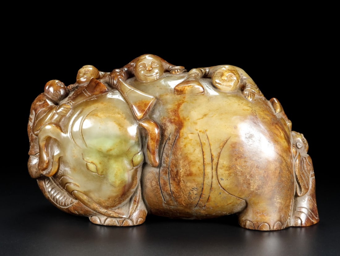 An Exquisite White Jade Figure Pattern Elephant Ornament (1 of 9)
