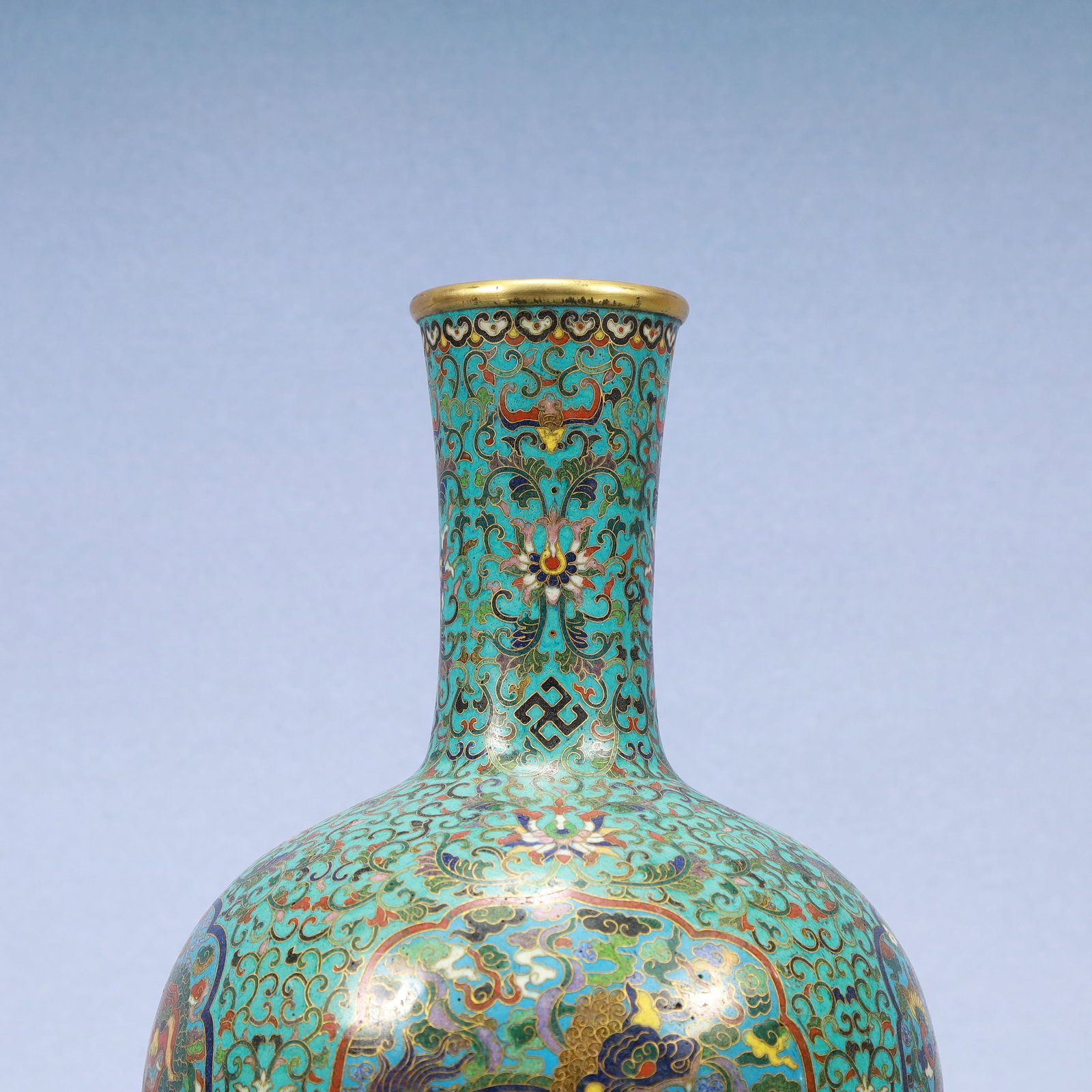 A Exquisite Cloisonne Lotus Pattern Auspicious Beast Pattern Vase - 2