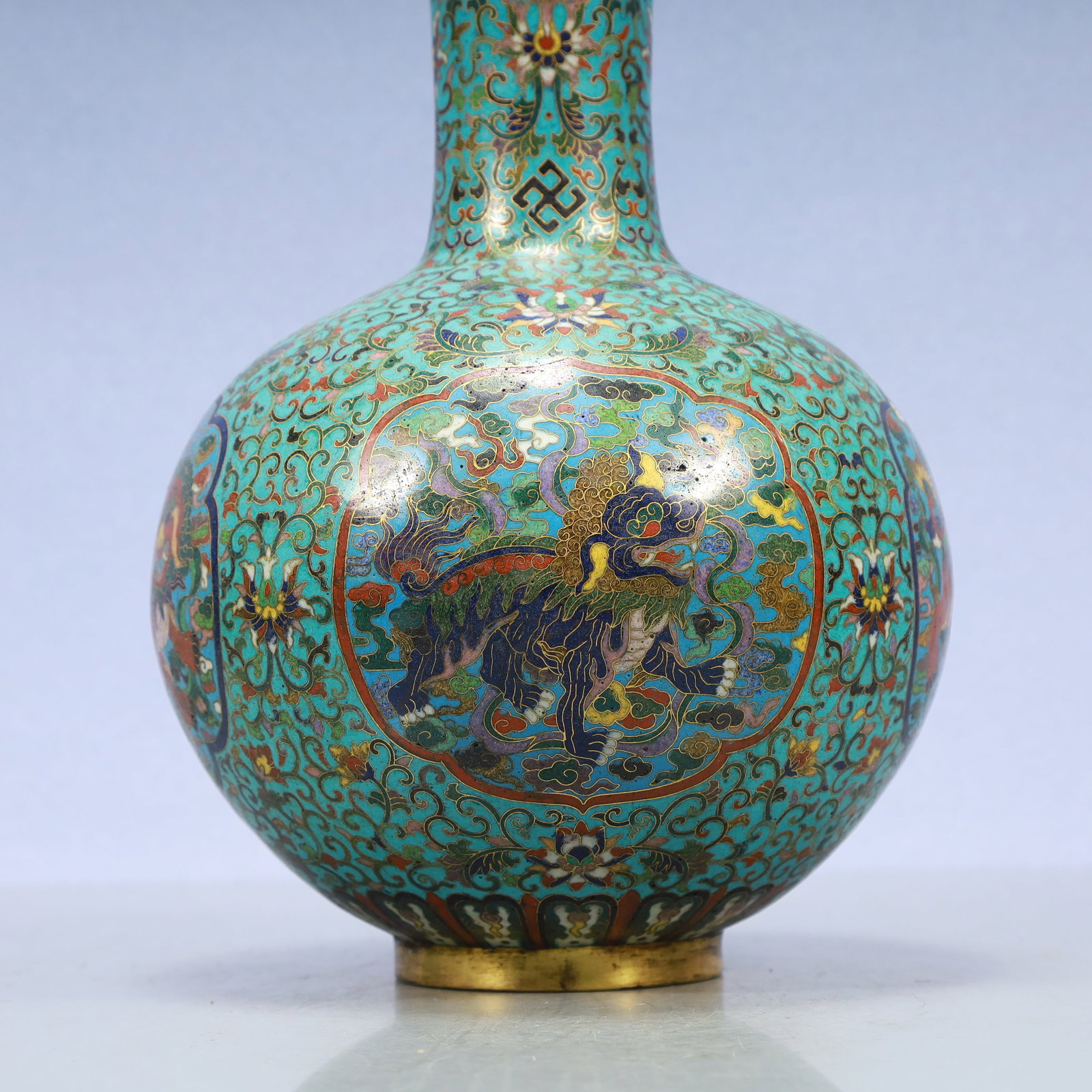 A Exquisite Cloisonne Lotus Pattern Auspicious Beast Pattern Vase - 3