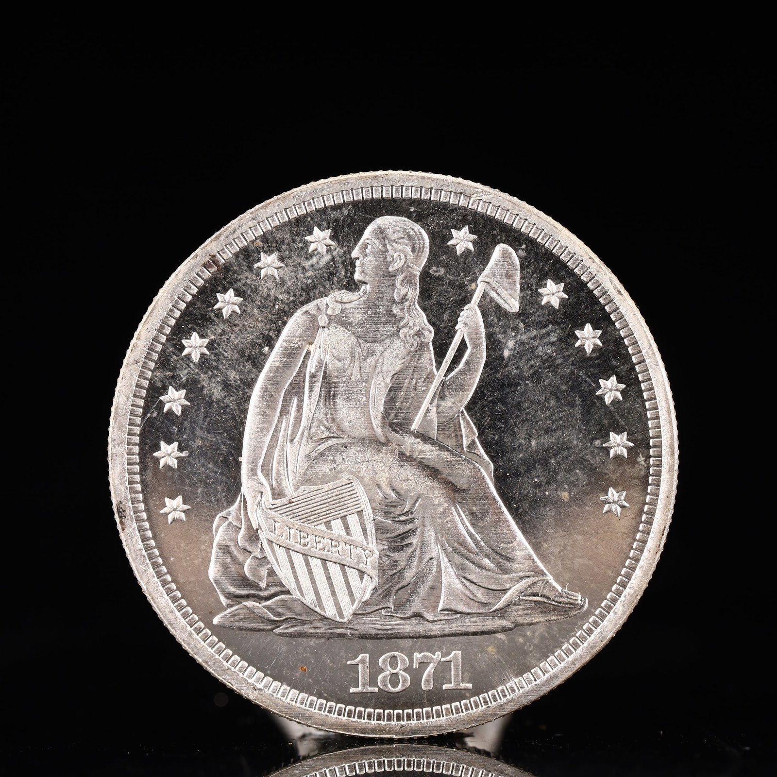 USA One Dollar 1871 Coin: American coin. IN GOD WE TRUST / LIBERTY / 1871 / UNITED STATES OF AMERICA / ONE DOL. Weight:26.9g.