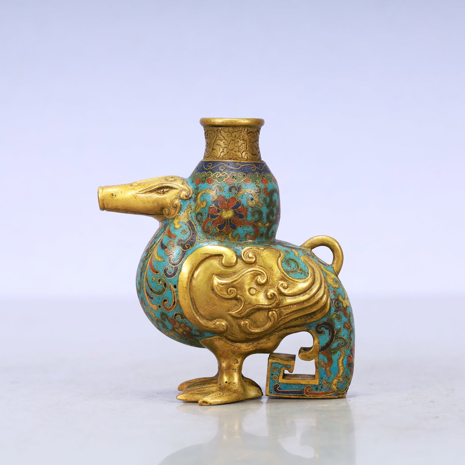 A Exquisite Cloisonne Lotus Pattern Bird-Form Censer: A Exquisite Cloisonne Lotus Pattern Bird-Form Censer Qing Dynasty, China Qianlong Four-character Mark Size:3.9inx2inx3.7in Weight:250g景泰蓝缠枝莲纹鸟&#