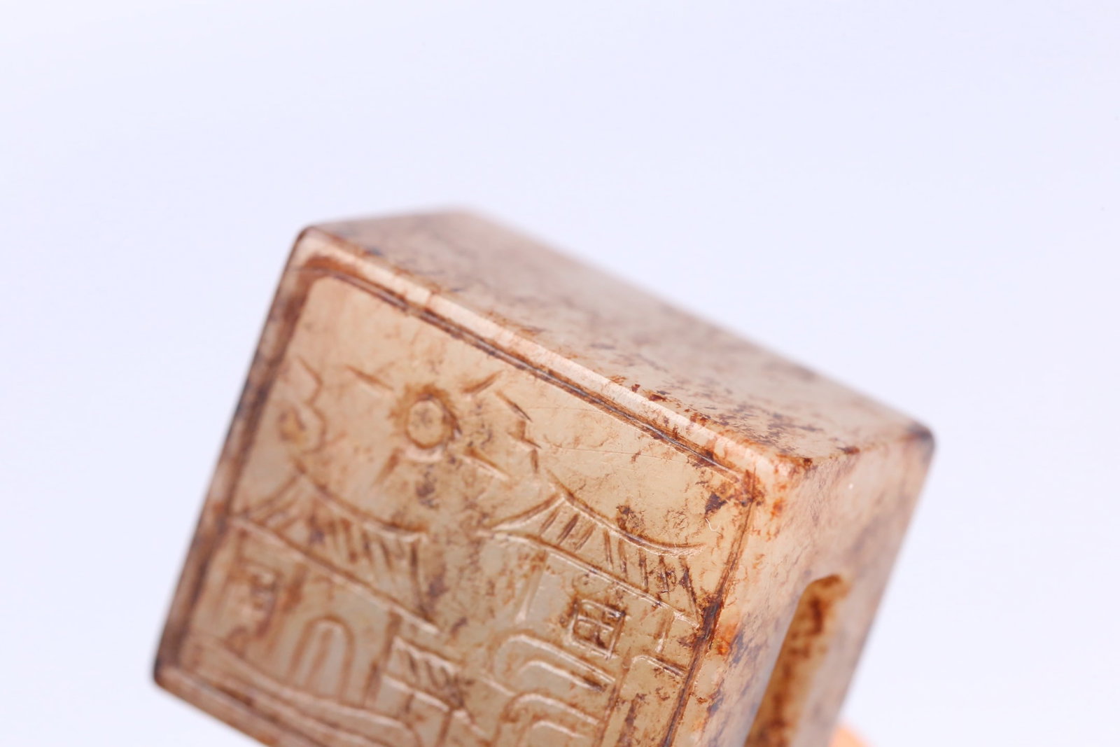 An Exquisite White Jade Landscape Pattern Seal - 10